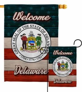 Welcome Delaware Garden Flag Americana States Decorative Gift Yard House Banner - Picture 1 of 19