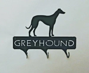 Windhund Silhouette 3 Haken Leine Schlüsselanhänger schwarz Schmiedeeisen Optik Made in USA - Bild 1 von 2