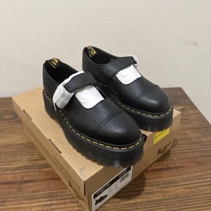 Zapatos de Plataforma Dr Martens Addina Flor Hebilla Mary Jane Talla 9 Cuero Negro - Imagen 1 de 9
