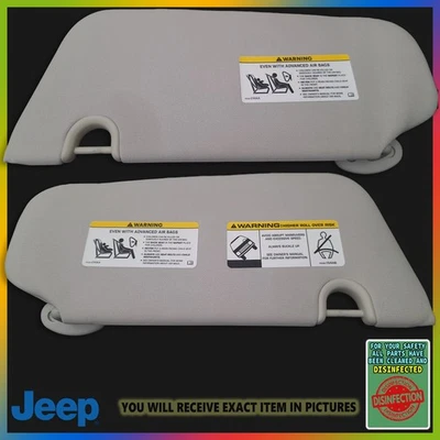 2007-2017 Jeep Patriot Compass Driver & Passenger Side Sun Visor Pair White Gray - Image 1 of 4