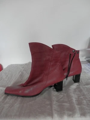 elegante, hochwertige Stiefeletten, Echtleder, bordeaurot, Gr. 40 - Bild 1 von 4