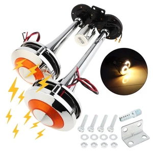 Nuevo Kit de bocina de aire Hon tren súper fuerte 12V/24V 300DB con luz LED para camión - Imagen 1 de 11
