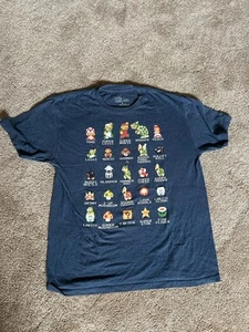 Super Mario Bros 2014 Charater List T Shirt L Large - Picture 1 of 4