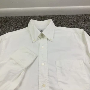 Brooks Brothers Shirt Black Fleece Oxford L/S Button Down White Mens Medium BB1 - Picture 1 of 11