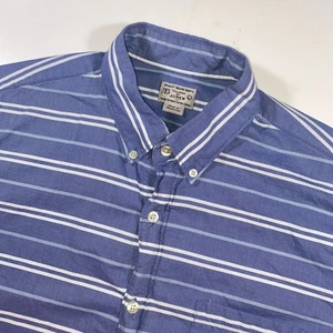 J. Camisa de hombre Crew manga corta con botones a rayas azul grande - Imagen 1 de 6