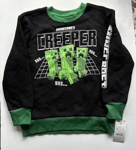Minecraft Creeper Boys Crewneck Pullover Sweatshirt Size XS Black Green - Picture 1 of 3