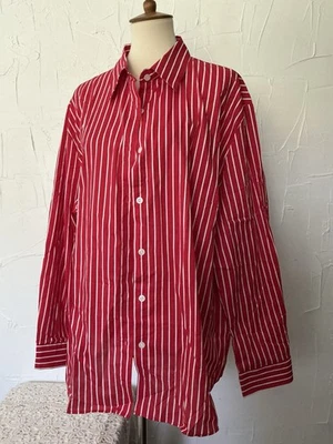 Women’s Shirt 3XL Button Up Red White Stripe 100% Cotton NWOT - Image 1 of 4