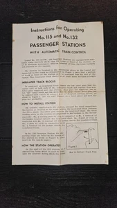 Lionel Instruction Sheet No.115 & 132 Passenger Stations VINTAGE - Picture 1 of 7