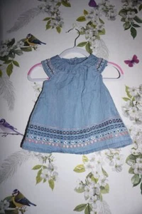 Baby girls short sleeved blue denim floral dress by george - Picture 1 of 1