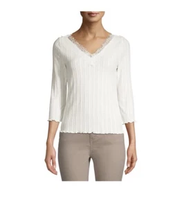 Camisa de encaje doble cuello en V de No Boundaries Juniors, crema, XL (15-17) - Imagen 1 de 6