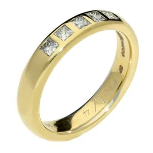Ladies 18ct Yellow Gold Diamond Set Wedding Band - Size J - Picture 1 of 4