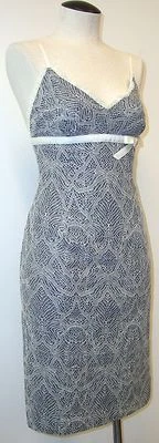 IMPRESIONANTE CORREA DE ESPAGUETI HELEN WANG CREMA ENCAJE SUPERPOSICIÓN AZUL OSCURO FORRADA DENIM TALLA 2 Foto 1 de 4