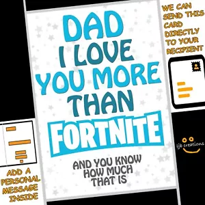 Personalised FORTNITE Fathers Day Card Dad Daddy Godfather Grandad Grumps Father - Picture 1 of 4