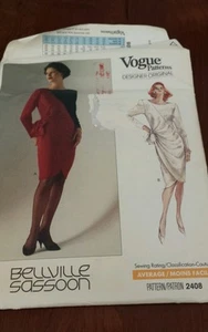 VOGUE PATTERNS 1989 DESIGNER ORIGINAL BELLVILLE SASSOON SZ 10 # 2408 FF UC RARE - Picture 1 of 7