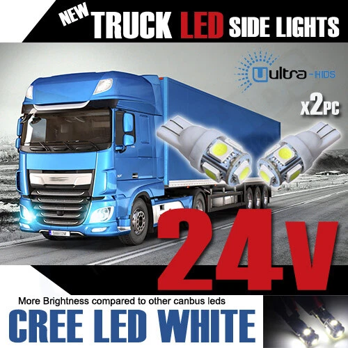 24V Led Capless TRUCK/ LORRY Bulbs, T10 / 501, White, Pair  side light 24 - Image 1 of 1