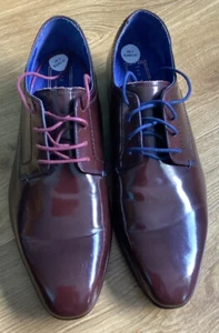 Ted Baker Hombres Inteligentes Borgoña Lujo Charol Zapatos Nuevos Talla UK 7 - Imagen 1 de 9
