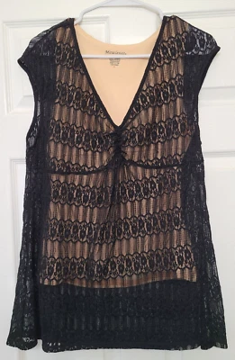 Miraclesuit Everyday Shapewear Black Lace Overlay Top Women’s Size Large Foto 1 de 4