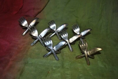 Juego Pier 1 años 70/7 cuchillos/tenedor servilletas anillos 6 plata +1 latón enchapado Foto 1 de 2