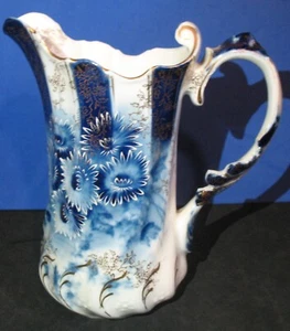 Vtg. Unmarked Floral FlowBlueStyle Small MilkPitcher or use for Vase 6 7/8" High - Picture 1 of 9