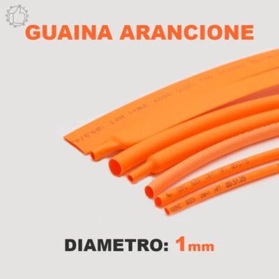 GUAINA TUBO TERMORESTRINGENTE TERMORETRAIBILE COLORE ARANCIONE DIAM. 1mm 2 METRI - Immagine 1 di 2