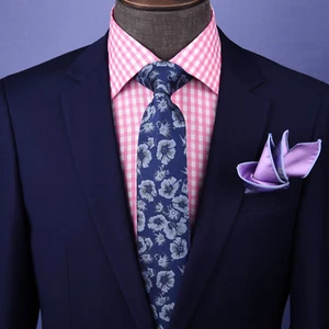 Blue Italian Floral 3" Necktie Business Elegance For Formal Business Ocassion - Picture 1 of 6