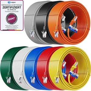 CAT 7 Patchkabel Rohkabel Netzwerkkabel LAN DSL Ethernet Raw Cabel 0,25m - 50m - Afbeelding 1 van 79