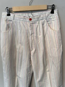 Vintage 1980’s rainbow stripe white twill pants size 13 - Picture 1 of 5