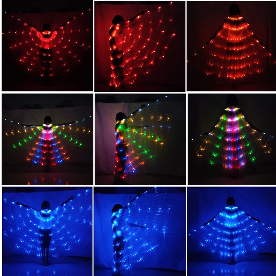 LED Isis Wings Adult Belly Dance Performance Party Glow Light Up Angel Wings