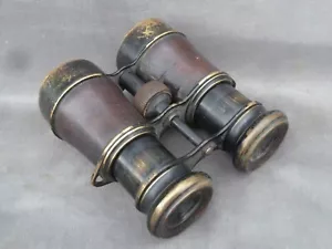LOVELY QUALITY VICTORIAN BINOCULARS BRASS/LEATHER EMIL BUSCH A-G RATHENOW 1890S - Picture 1 of 10