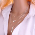 Lariat Necklace Coin Bar Triple Y Drop Chains Silver Dainty Layering Simple Glam