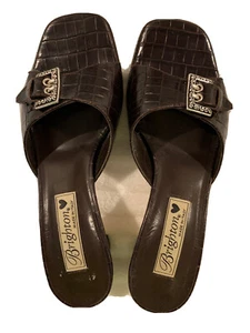 Brighton Tyler Black Leather Slip on Sandal with Silver Toned Hardware. US 6.5. - Picture 1 of 6