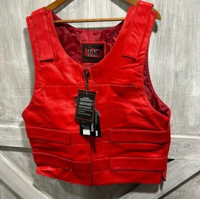 Colete de couro genuíno para motocicleta Ik - Imagem 1 de 4