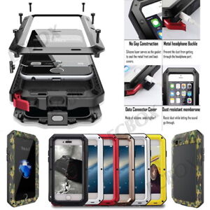 Armor Aluminum Metal Bumper Tempered Glass Heavy Duty Hard Case Cover For iPhone