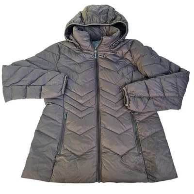 London Fog Jacket Womens Medium Brown Lightweight Packable Down Hooded Coat - Image 1 of 4