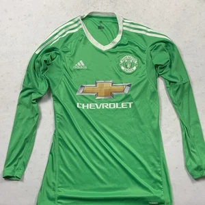 Camiseta de fútbol de portero Adidas 17/18 Man Utd rara para hombre talla pequeña buena condición - Imagen 1 de 7