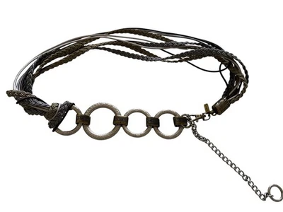 CHICO'S 多色绑带金属腰带可调节腰围 36 码全长 — 第 1/4 张图片