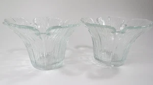 Unbranded 2 Clear Glass Votive Holders Tulip Design Ribbed - Picture 1 of 9