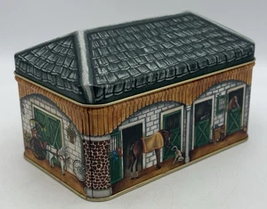 Century Resources Inc Decorative Metal Tin Horse Stable Scene Lidded - Picture 1 of 10