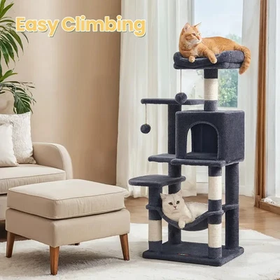 Multi-Level Cat Tree Tower with Scratching Posts and Hammock - Image 1 of 4