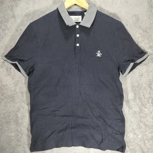 Penguin Polo Shirt Medium Blue Logo Embroidered Cotton Button - Picture 1 of 10