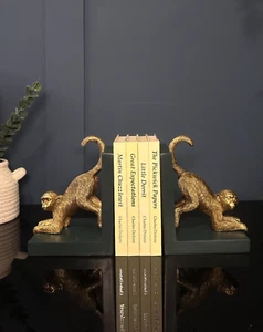 Gold Monkey Bookends | Home Accessories | Bookworm Gift - Picture 1 of 7
