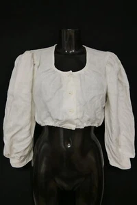 Gr.42 Dirndlbluse creme Bluse für Dirndl Leinen mit großen Ärmeln B10946 - Bild 1 von 4