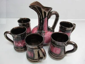 Carafe avec 5 chopes façon Vallauris - Picture 1 of 5
