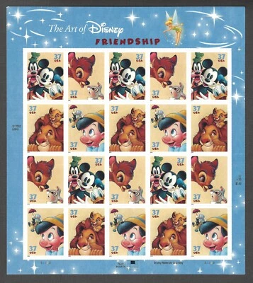 Scott #3865-68 2004 37¢ Sheet Of 20 - Art Of Disney Friendship - Free Shipping - Image 1 of 3