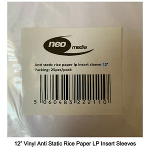 20 x 12" Vinyl Singles Anti Static White Rice Paper LP Record Inner Sleeves New - Afbeelding 1 van 5