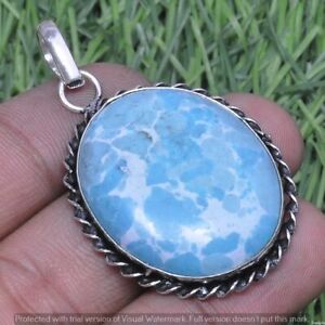 Larimar Antique Pendant 925 Sterling Silver Plated Pendant Jewelry P-12972