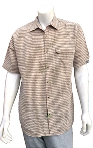 North Face Shirt Mens Brown Plaid Button Up Short Sleeve Hiking Outdoors Large - Picture 1 of 8