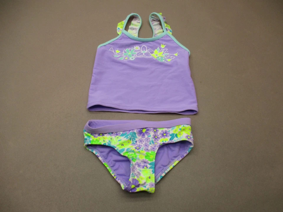 ZeroXposur Talla 4 Niñas Púrpura Volantes Tankini Hipster Parte Inferior Juego de Natación 2 Piezas 5D Foto 1 de 4