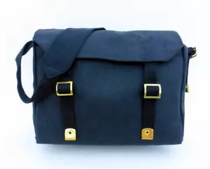 Canvas Shoulder Bag Biker Motorcycle Messenger Web Haversack Small 26x25x8cm Blk - Picture 1 of 10