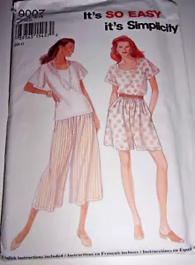 Simplicity Easy Sewing Pattern 9007 Size 8-18 PULLOVER TOP & COULOTTES Uncut - Picture 1 of 2